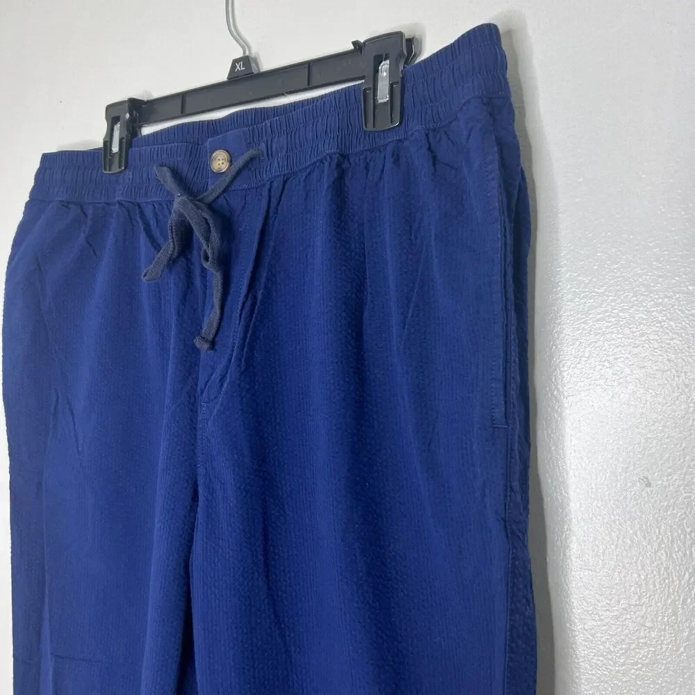 J Crew Navy Drawstring Jogger Pants Men's 35 x 32 Relaxed Fit Casual Style